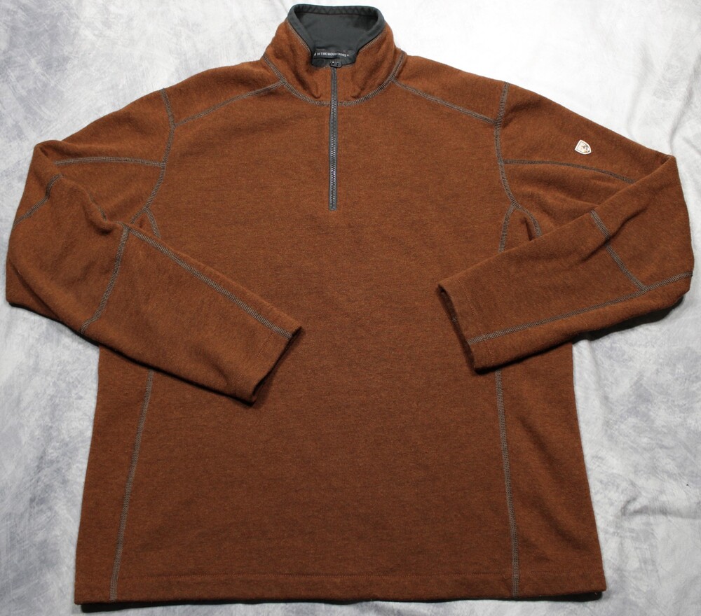 Kuhl 1/4 Zip Pullover Mens Large Brown Fleece Hiking Top Style 2365400
